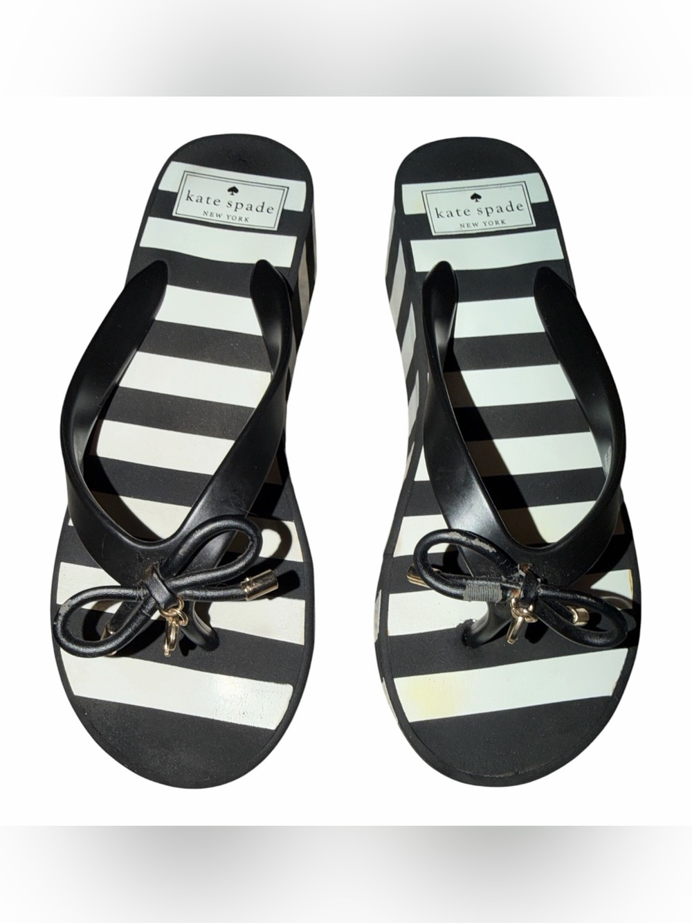 Kate Spade Wedge Thong Sandals Platform Women’s Size 7 Preppy Nautical Chic - Picture 3 of 9